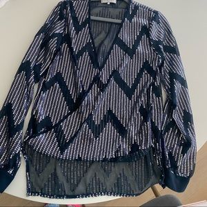 dark blue sequins WAYF top